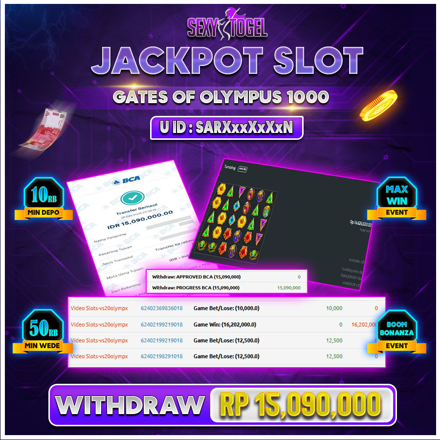 SEXYTOGEL JACKPOT SLOT GATES OF OLYMPUS 1000  Rp.15.090.000.,-LUNAS
